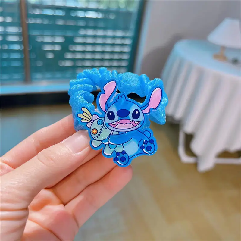 Hot 10pcs Sale Disney Anime Stitch Hair Bands Kawaii Stitch Hairpin Cartoon Rubber Band Hair Accessoires Girl Gifts Toy Figure