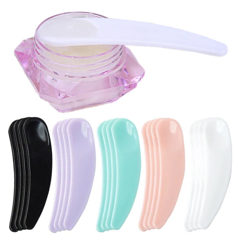1000pcs Plastic Facial Mask Mixing Spoons Disposable Curved Scoops Cream Spoon Mini Cosmetic Spatula Salon Beauty Tool Kits