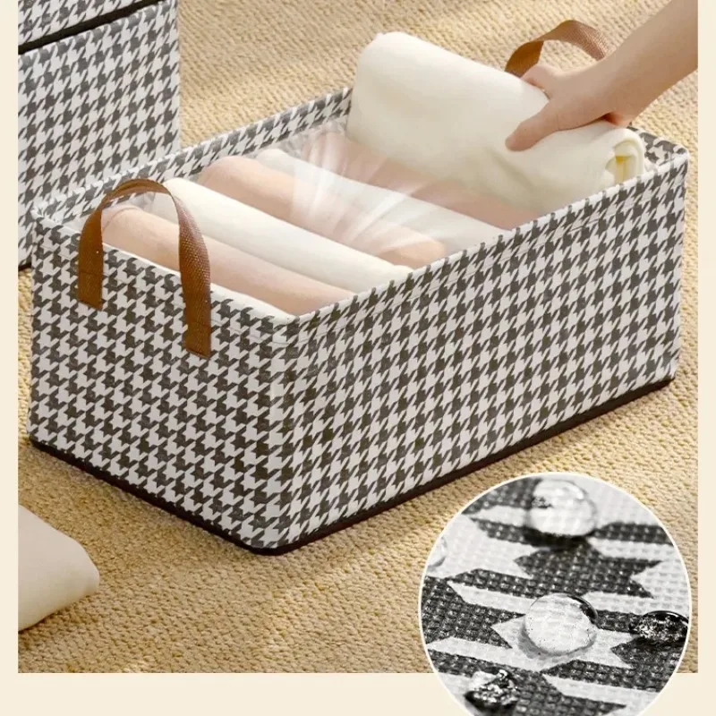 Fabric Storage Bins with Metal Frame Large Clothes and Pants Storage Baskets for Closet Organizing Rectangle Household Handing