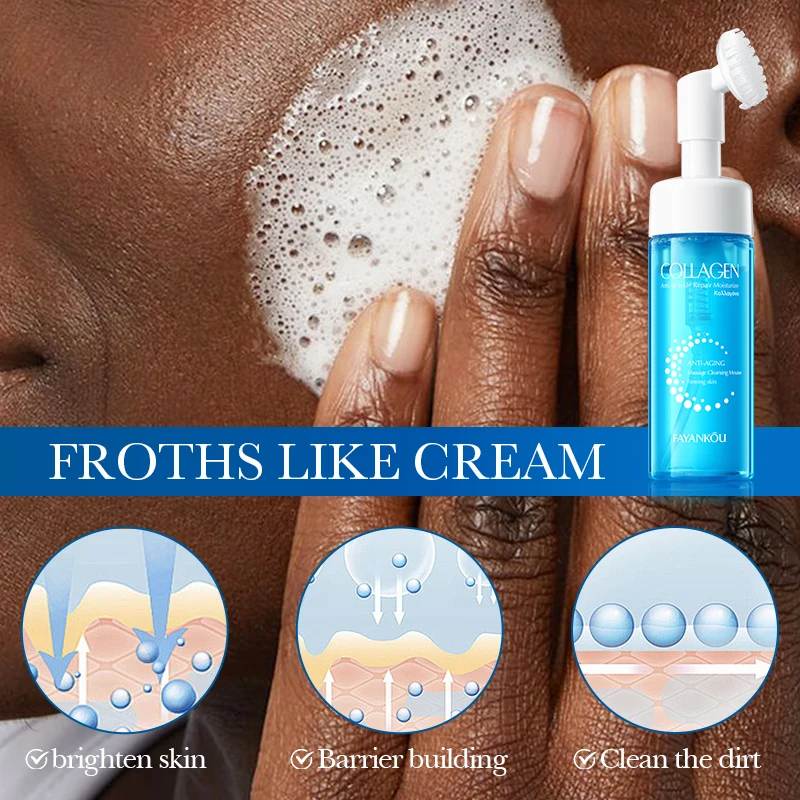 إصلاح الكولاجين ترطيب الوجه التطهير موس المسام العميقة تنعيم غسل رغوة التطهير ، 1 قطعة ترطيب لطيف H1Q7 #3