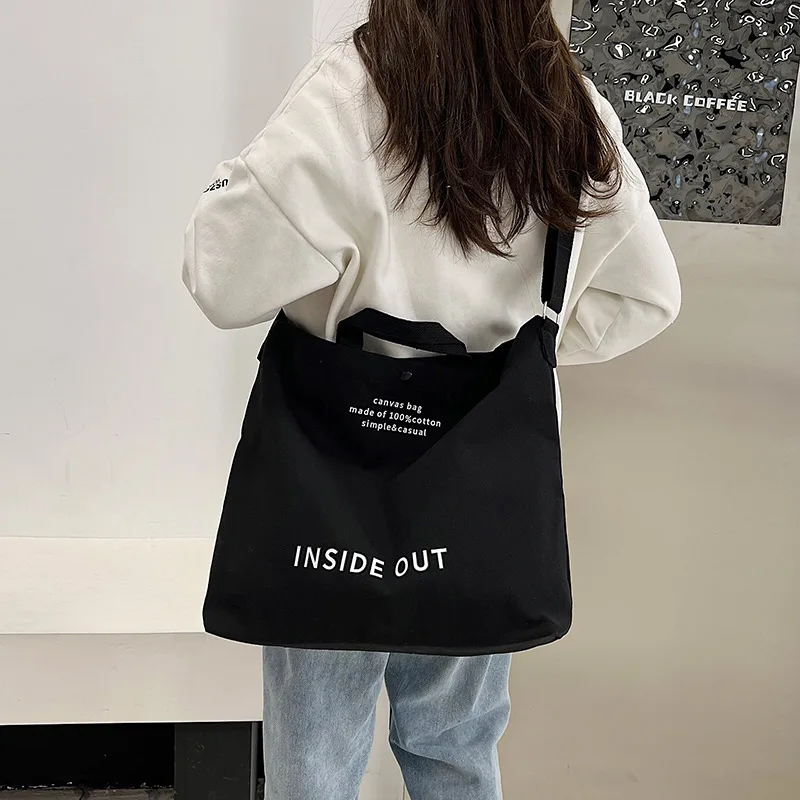 Versione coreana della borsa di tela di grande capacità Ins Art Ins borsa di stoffa per studenti Day Casual semplice borsa a tracolla obliqua