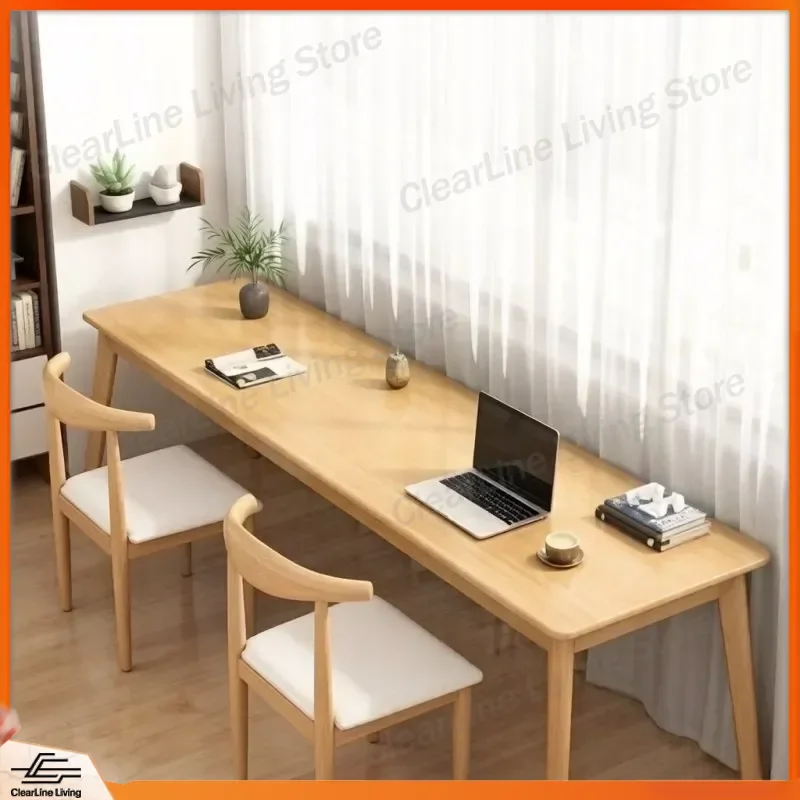 Solid Wood Desk Double Writing Computer Table Simple Wall Mounted Study Desk for Living Room Home Office Workstation