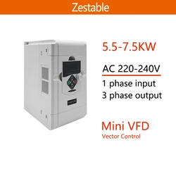 1PH to 3PH 220V 5.5/7.5 KW 7 HP/10 HP Economical Mini VFD Variable Frequency Drive Converter for Motor Speed Control Inverter