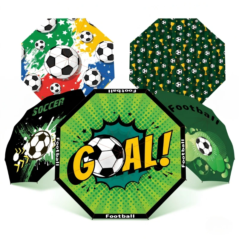 Paraguas de Viaje Resistentes al Viento con Diseño de Balón de Fútbol, Plegables, Compactos y Ligeros para Adolescentes, Adultos, Hombres y Niños