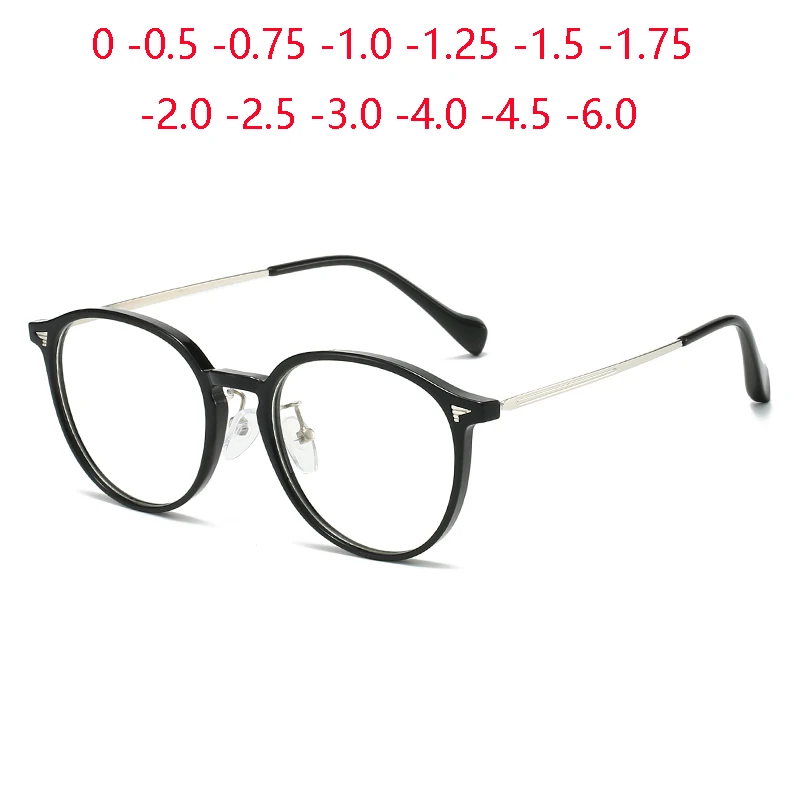 Lunettes de vue rondes pour femmes et hommes, monture en plastique, pour étudiants myopes, avec prescription de -0.5 à -7.0