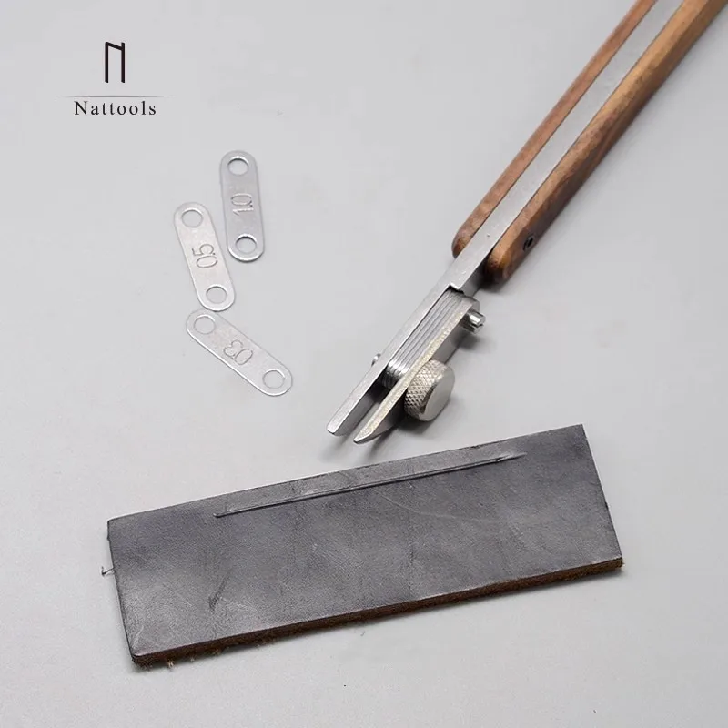 

Регулируемый инструмент для биговки кромок кожи Nattools, расстояние 2,0-5,8 мм с ручкой из орехового дерева, инструмент для самостоятельной работы по производству кожи