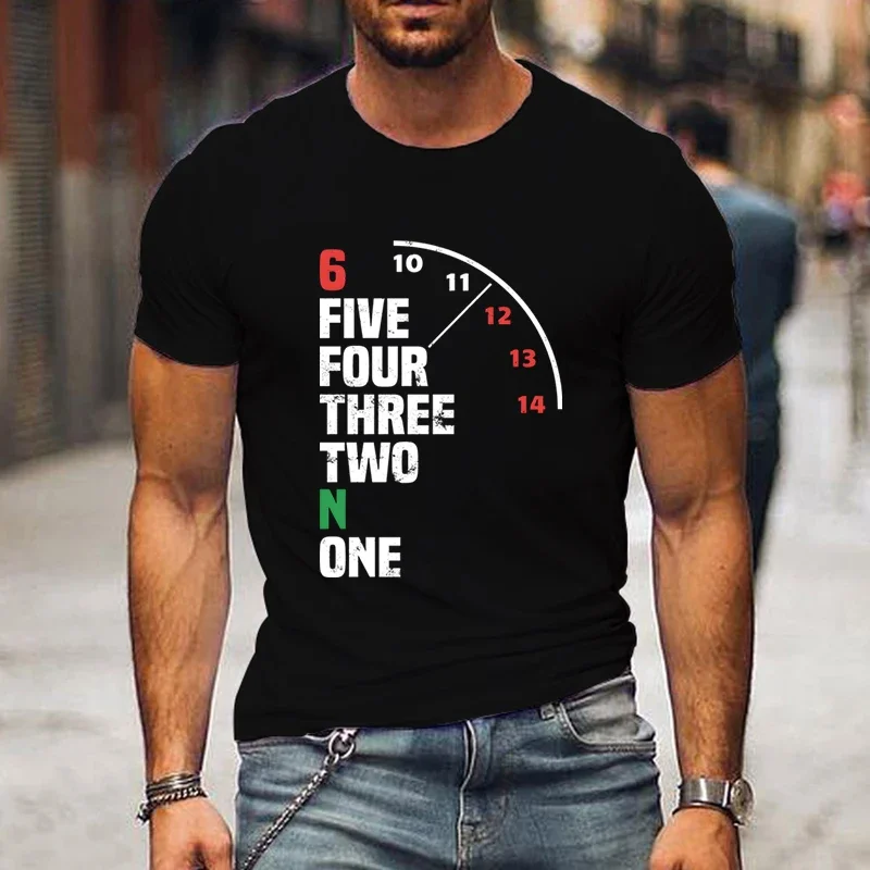 T Shirts for Men Motorcycle Gear Shift Pattern Motorcyclist Biker Classic Male T-shirts Short Sleeve Men Clothing Black T Shirt