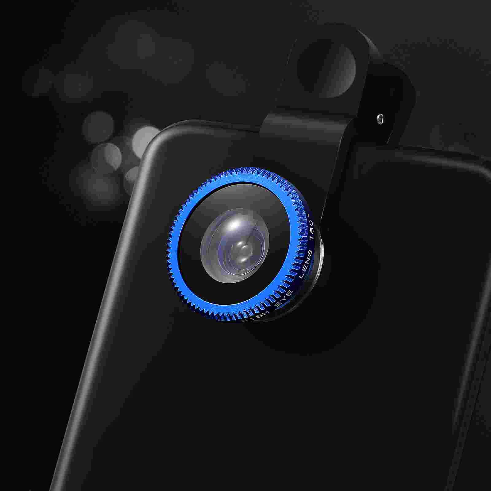 Hemobllo Cell Phone Camera Lens Universal Mobile Phone Lens 3 in 1 Super Wide Angle Lens Macro Lens and Fisheye Lens (Blue)