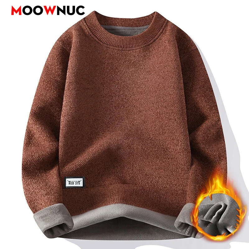 

2025 Men's Knit High Round Neck Sweater Spring Autumn Oversized Streetwear Casual Thickened Warm Solid Color Hombre Clothing