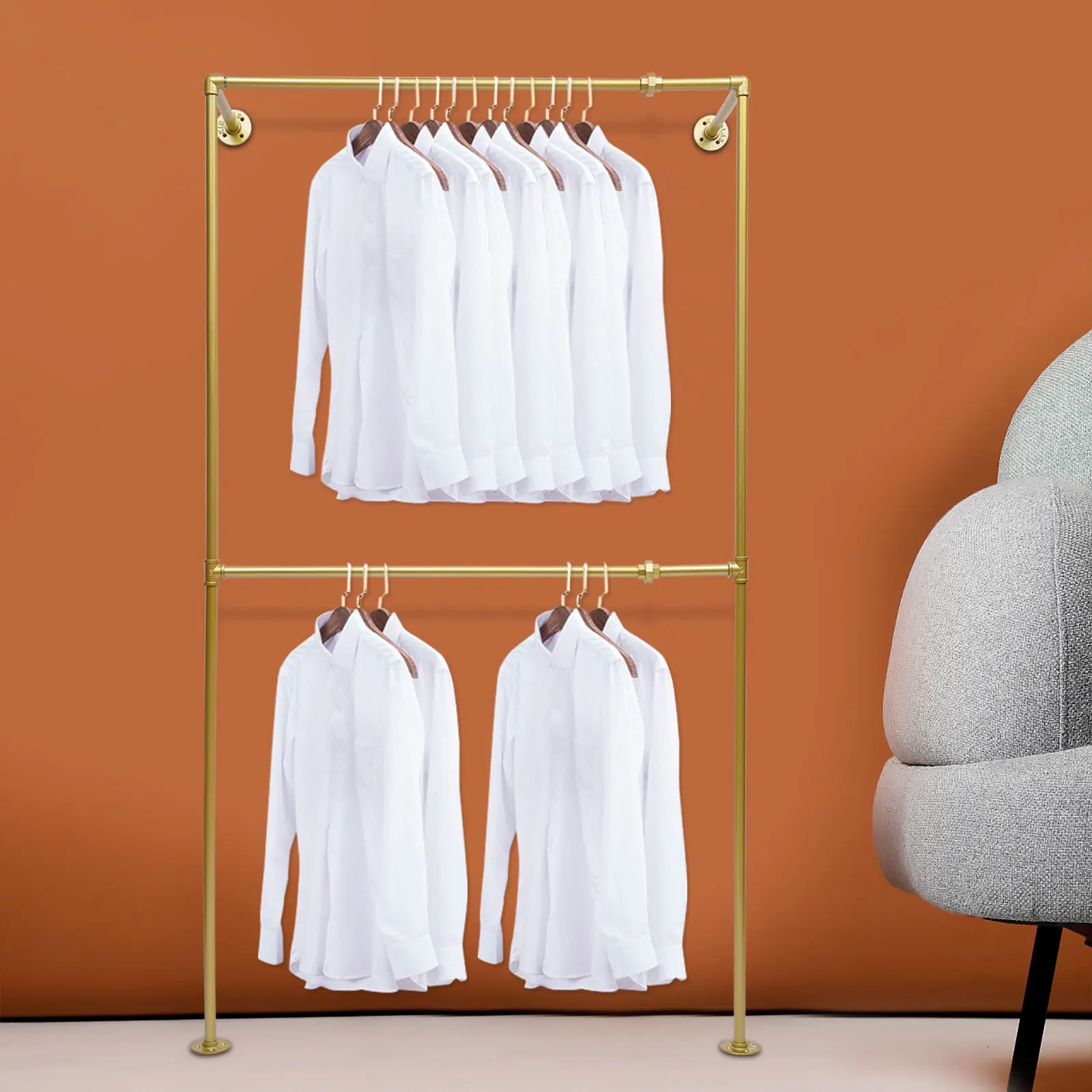 

Clothes Storage Rack Freestanding Coat Rack Closet Organizer Floor Wall-mounted 47.2*15.7*82.67 Inch