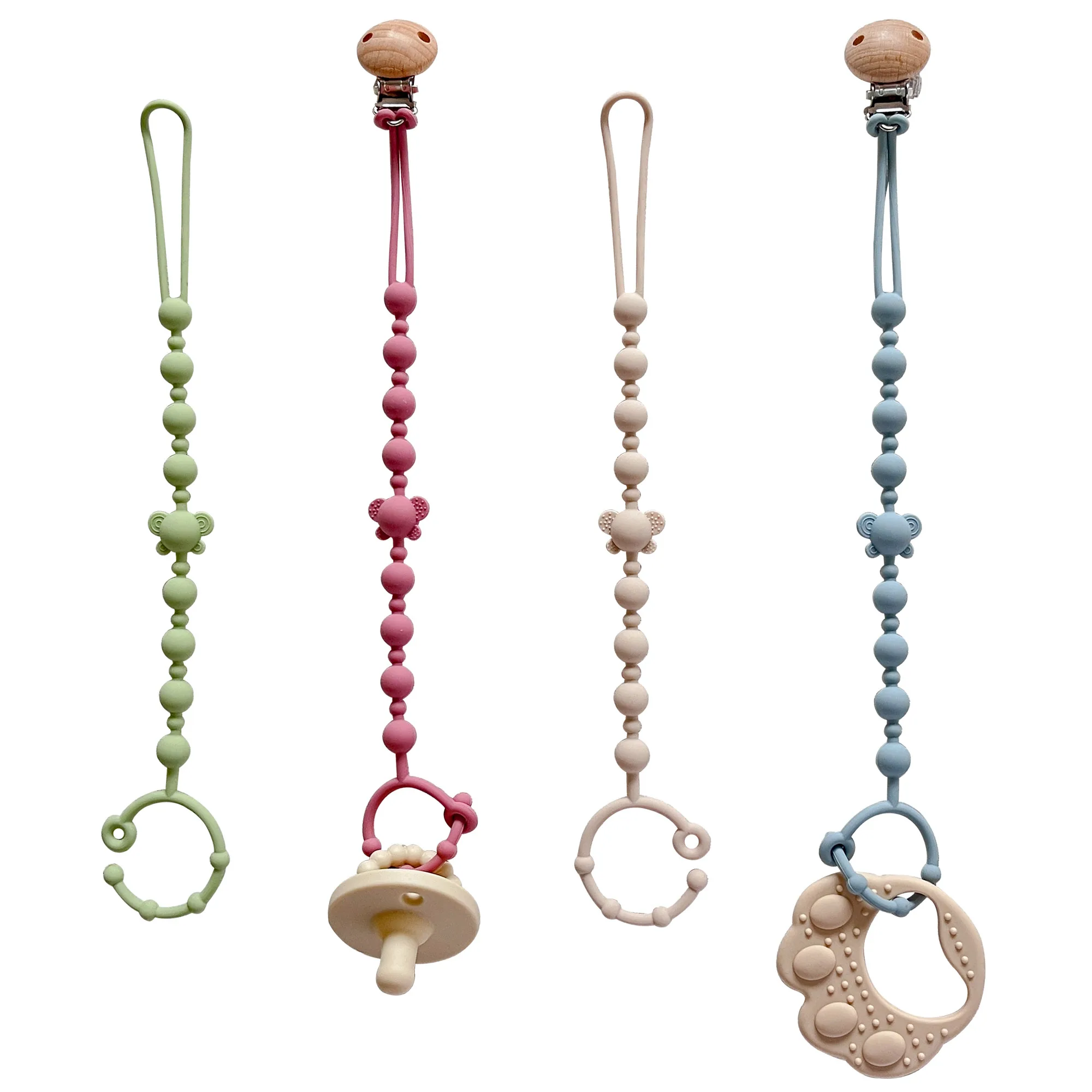 Baby Toy Straps, 2-Pack Adjustable Pacifier Chains, Suitable for Strollers, Silicone Pacifier Clips, a Must-Have for Babies.