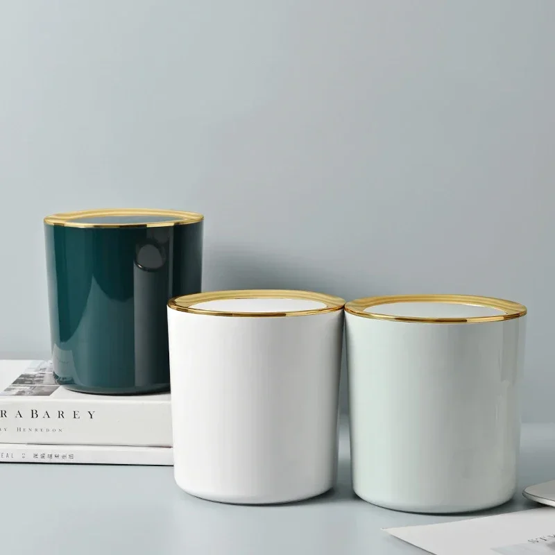Mini Waste Bins Small Desktop Garbage Basket Table Plastic Trash Can Dustbins Sundries Barrel Box Pressing Type High Quality