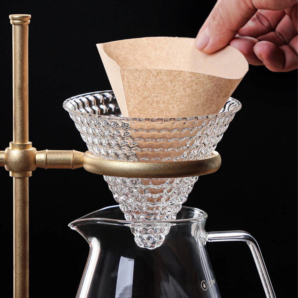 100Pcs Cone Coffee Filters 1-2 3-4 Cups Natural Wood Pulp Coffee Strainers Brown V01/V02 Disposable Coffee Filter Paper - Image 3