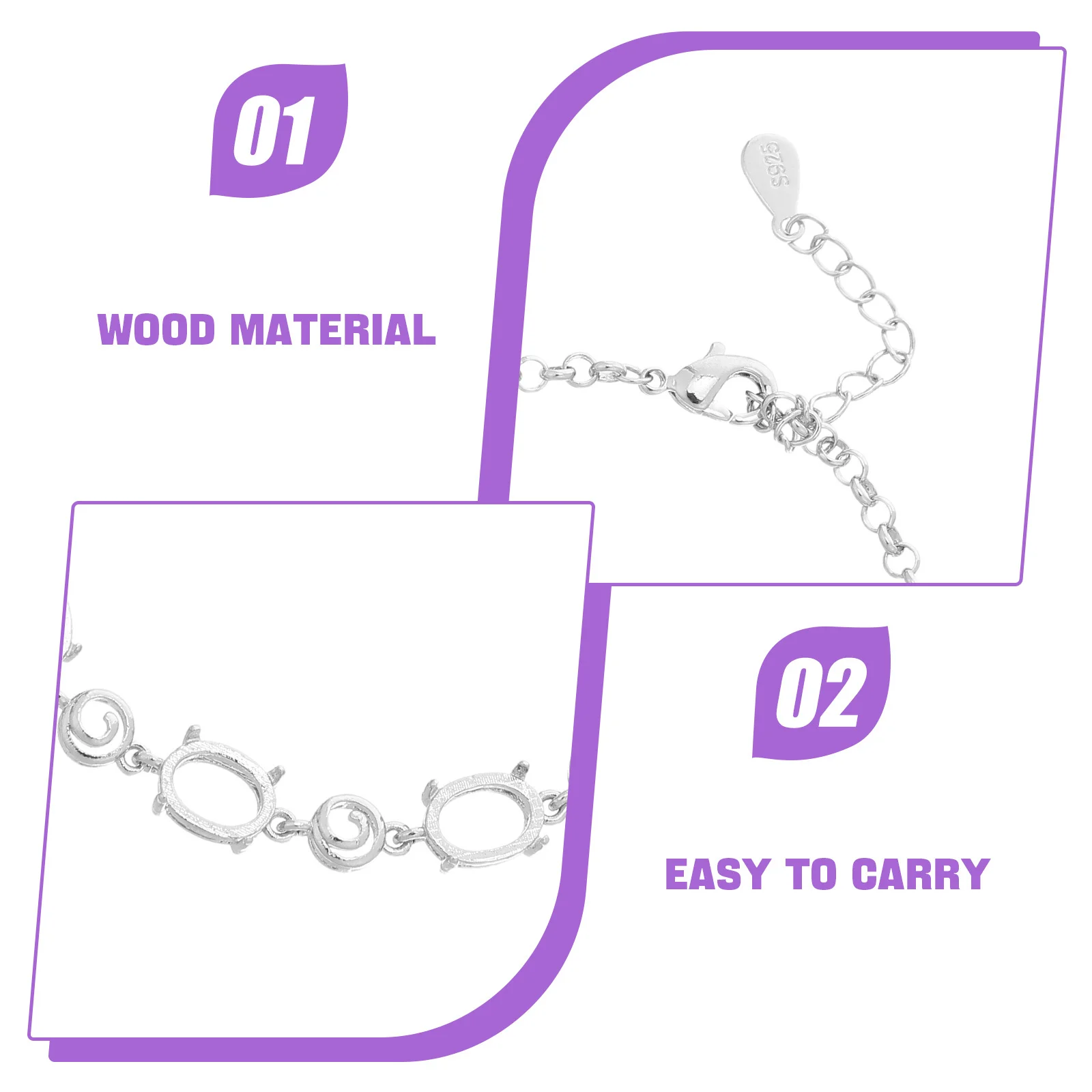 Metal Bracelet Blank Base Cabochon Bezel Tray Adjustable Chain DIY Jewelry Making Findings Comfortable Wear Accessories