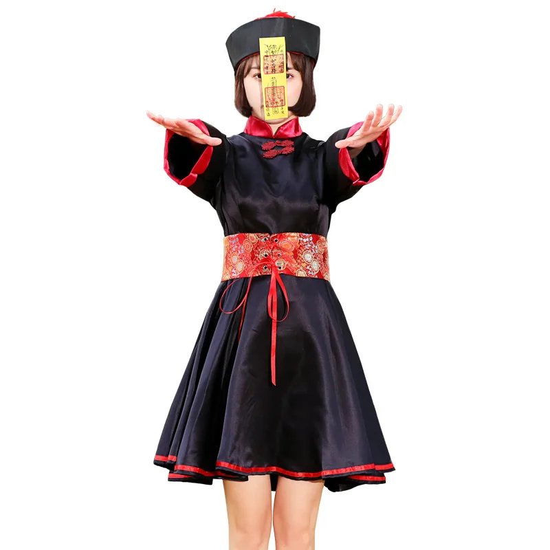 Chinese Qing Dynasty Zombie Costume for Halloween Kids Mother Family Party Vampire Dress