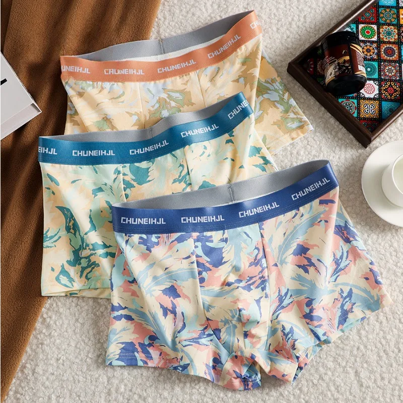 

3PCS New Underwear Boys Trend Printing Thin Cotton Crotch Skin-friendly and Breathable Boys Four Corners Youth Middle Waist