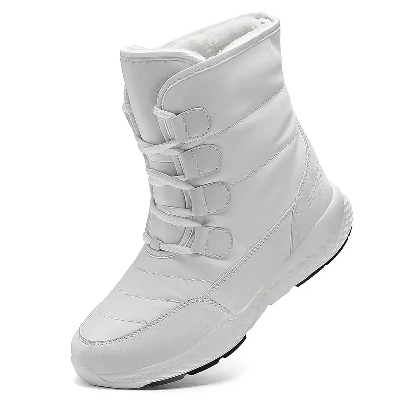 Bottes de neige résistantes à l'eau pour femmes, style court, blanc, qualité supérieure non ald, peluche, noir, hiver