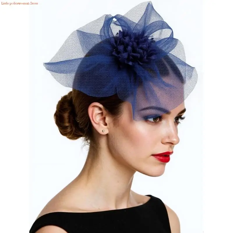 F92D Flower Fascinator Hat Hair Clip for Costume Parties Banquet Dressingup