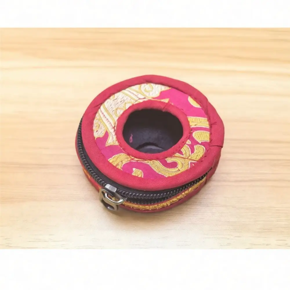 Traditional Tingsha Bell Bag Embroidered Brocade Protective Case For Musical Percussion Instrument Accessory Storage Pouch