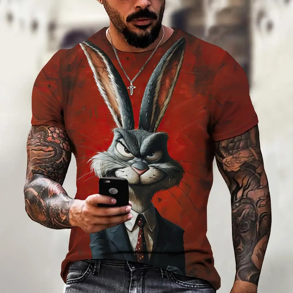 

Men's 3D animal mouse printed T-shirt summer fashion casual outdoor sports fitness round neck short sleeved men's shirt clothing