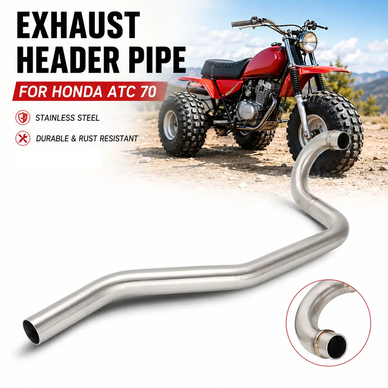 motorcycle-exhaust-header-pipe-for-honda-atc-70-stainless-steel-big-bore-muffler-conversion-tube