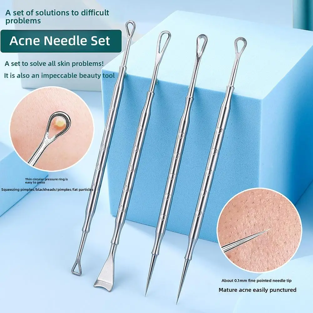 Blackhead Remover เครื่องมือทําความสะอาด Non SLIP Double HEAD Blackhead Blemish เข็มสิวสแตนเลส Conmetics เครื่องมือ