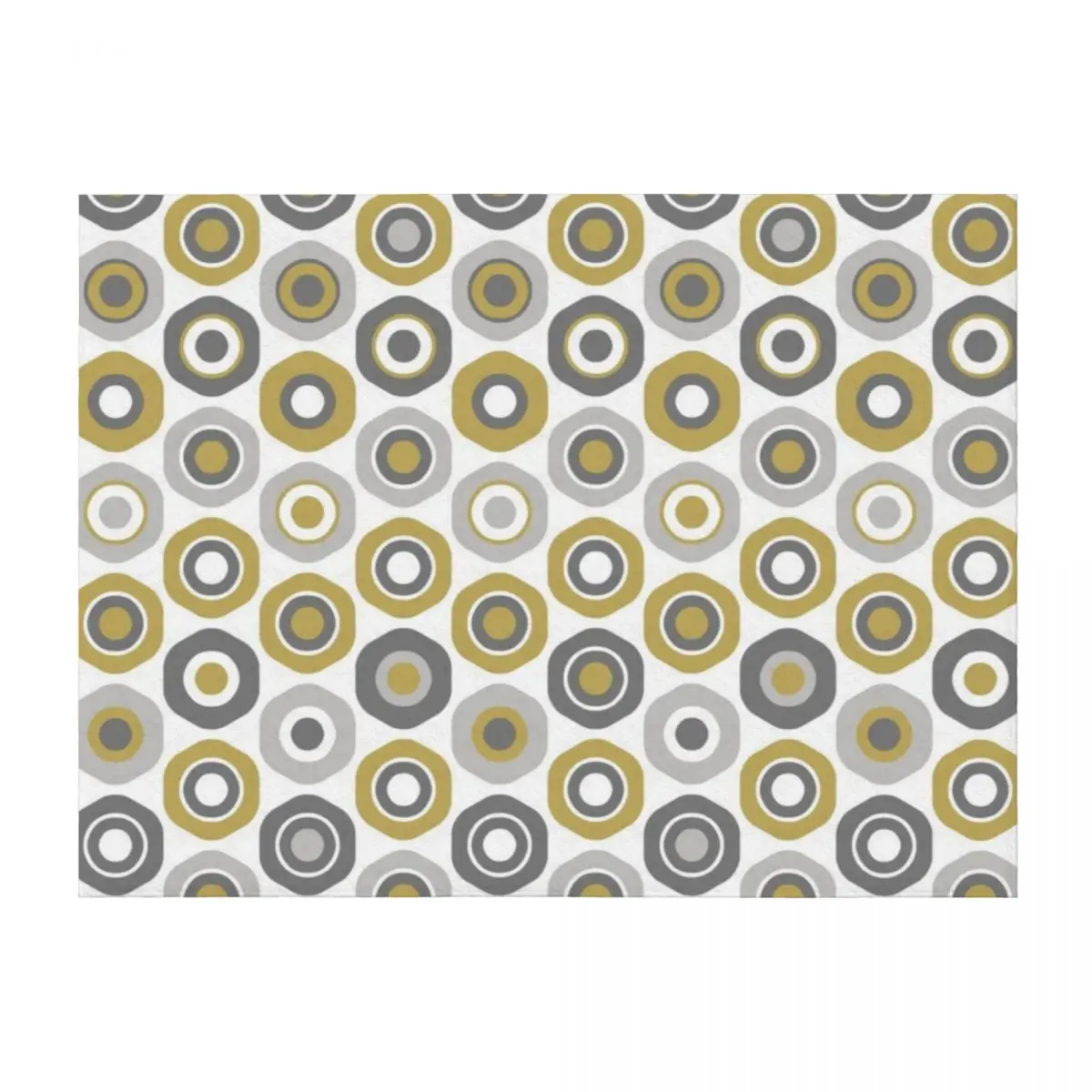 

Buttons Geometric Honeycomb Pattern in Gray and Burnished Gold Throw Blanket Furry Luxury Brand Giant Sofa Blankets