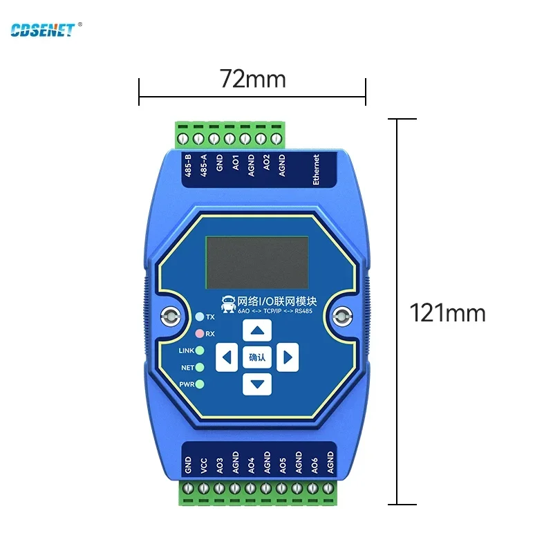 6AO RS485 RJ45 Etherent Analog and Digital Acquisition Control CDSENET ME31-XXXA0006 ModBus TCP RTU I/O Networking Module