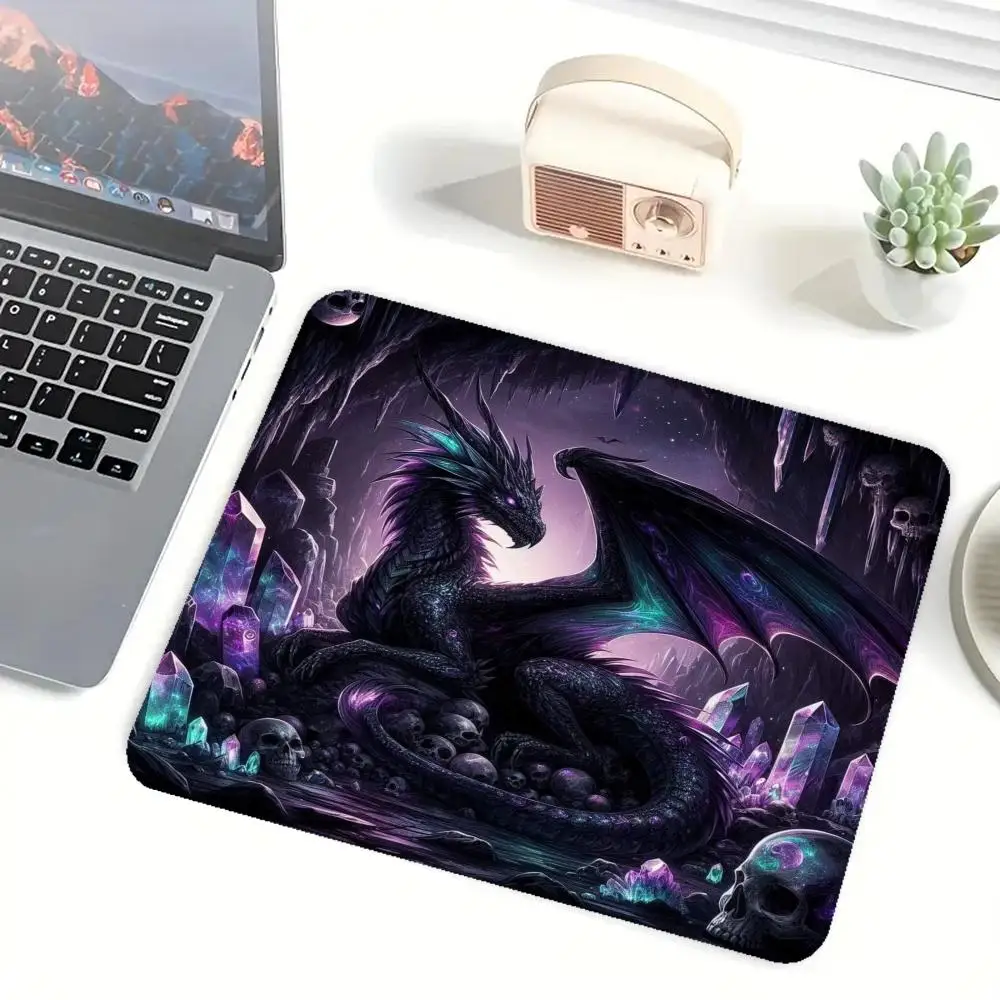 Mouse Pads Anime Dark Dragon Cave Crystal Skull Fantasy Scene For Office Desktop Game Card Pad Anti Slip mat