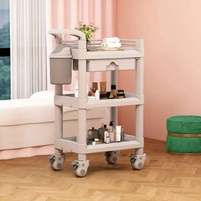

Plastics Salon Trolley Cosmetic Cart Makeup Tool Utility Salon Trolley Hair Cleaning Carrito Auxiliar Salon Furniture BL50ST