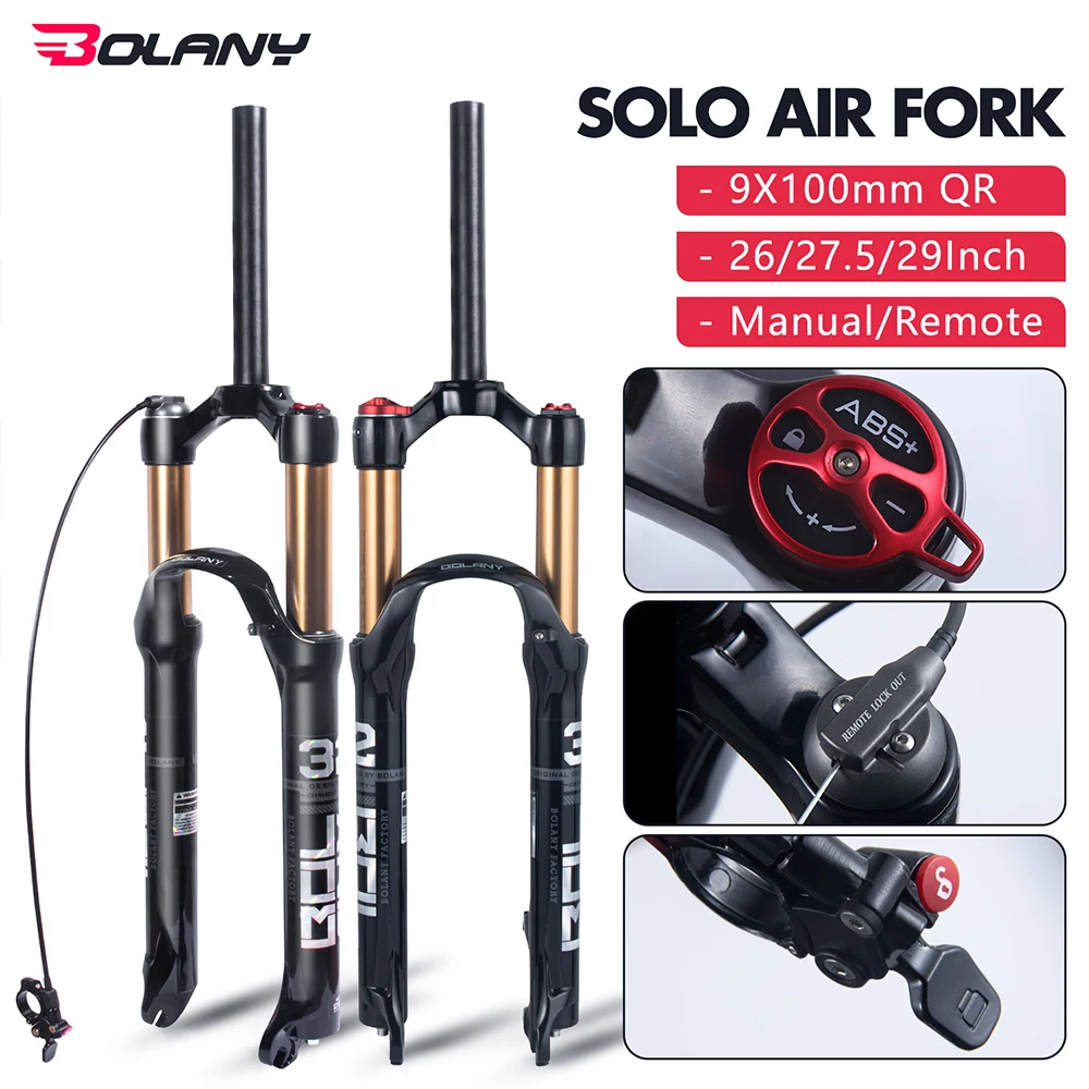 Image of BOLANY Mountainbike Air Supension 26/27,5/29 Zoll 120 mm Luft- und Ölfernbedienung Fahrradgabel 29 Schnellspanner MTB Fahrradzubehör