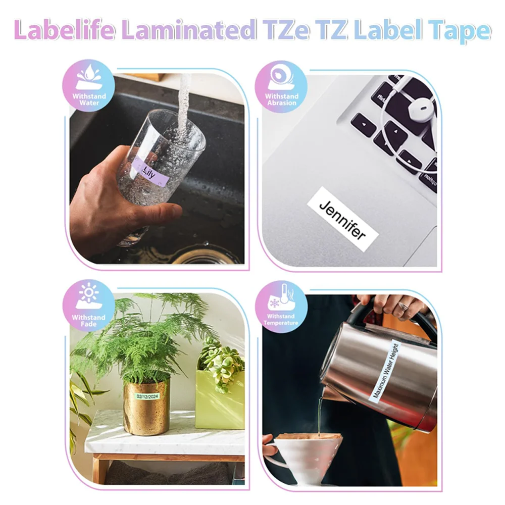 5PK Mixed Pale Color Matt Tapes TZe-MQF31 Pastel Purple Compatible for Brother P-Touch PT-D210 Label Printer MQE31 MQ531 MQY31