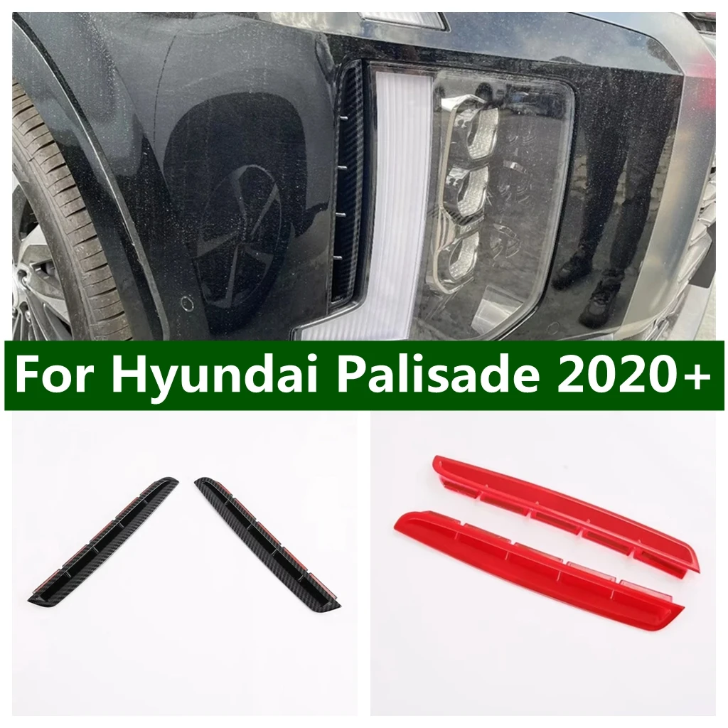 

Front Bumper Grille Fog Light Lamp Eyelid Eyebrow Cover Trim For Hyundai Palisade 2020 - 2023 ABS Red / Carbon Fiber Accessories
