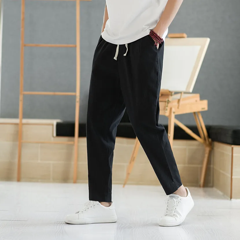 

Льняные брюки свободного кроя из ледяного шелка для подростков, летние тонкие брюки 9/10 длины, молодежные прямые брюки Vitali Sle