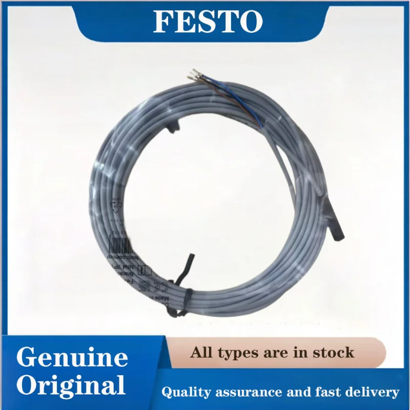 FESTO nabijheidssensor 574336-SMT-8M-A-PS-24V-E-5,0-OE, geschikt voor positioneringsdetectie van pneumatische cilinders met T-gleuf.