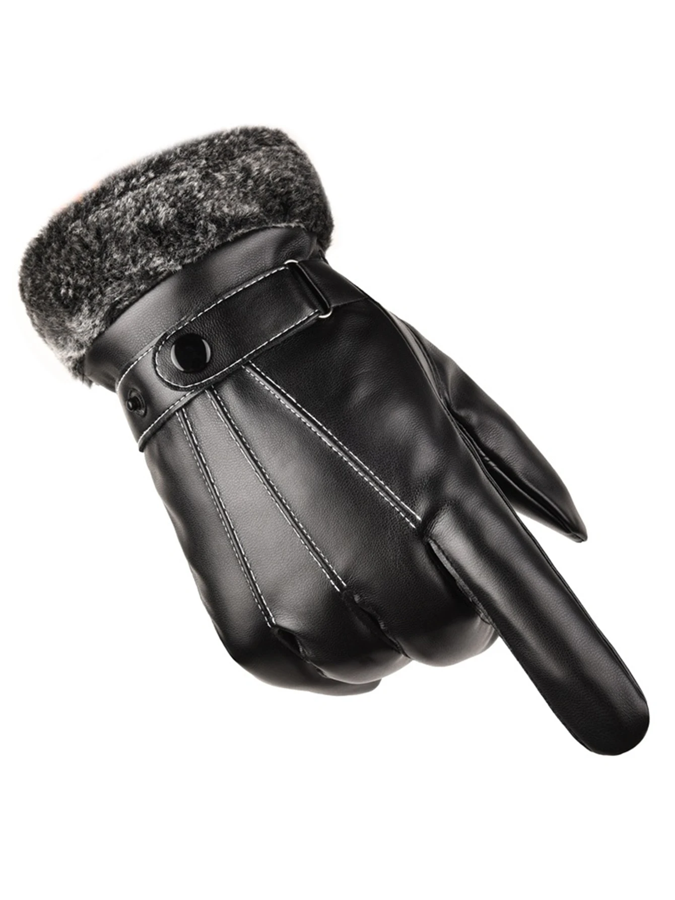 

Зимние термомужские мотоциклетные перчатки с сенсорным экраном, на флисовой подкладке, утолщенные и ветрозащитные