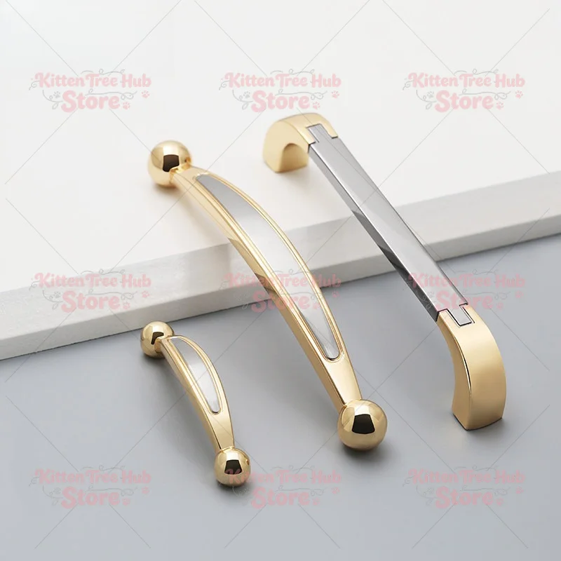Top Solid Wardrobe Door Zinc Alloy Handle Drawer Door Modern Simple Gold