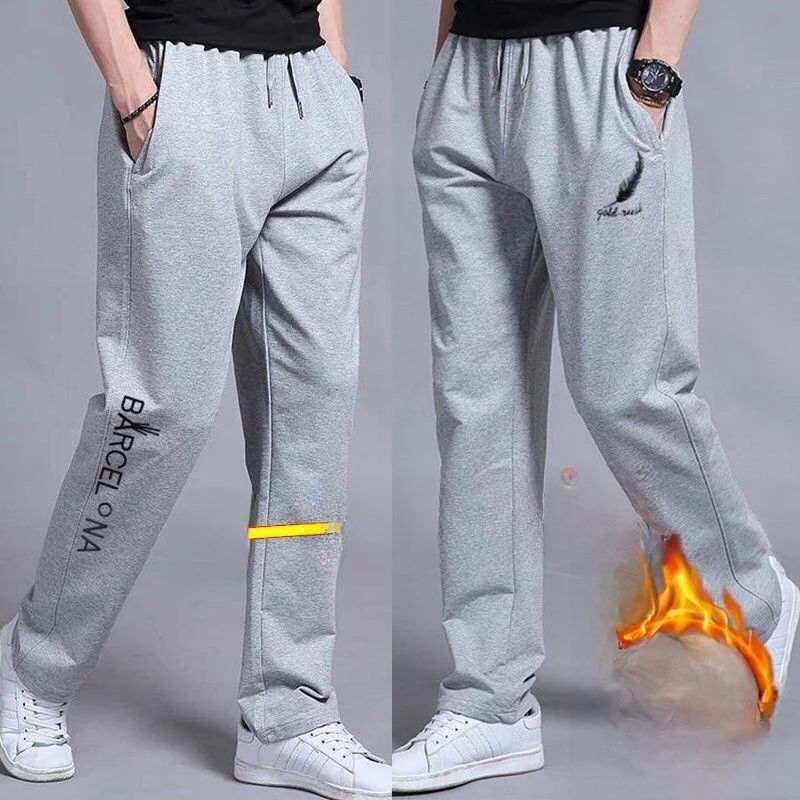 

Thiened Fce Straight Leg Pants Men's Casual Loose Sports Trousers Autumn Winter plus Size Korean Sle Versatile Long Pants