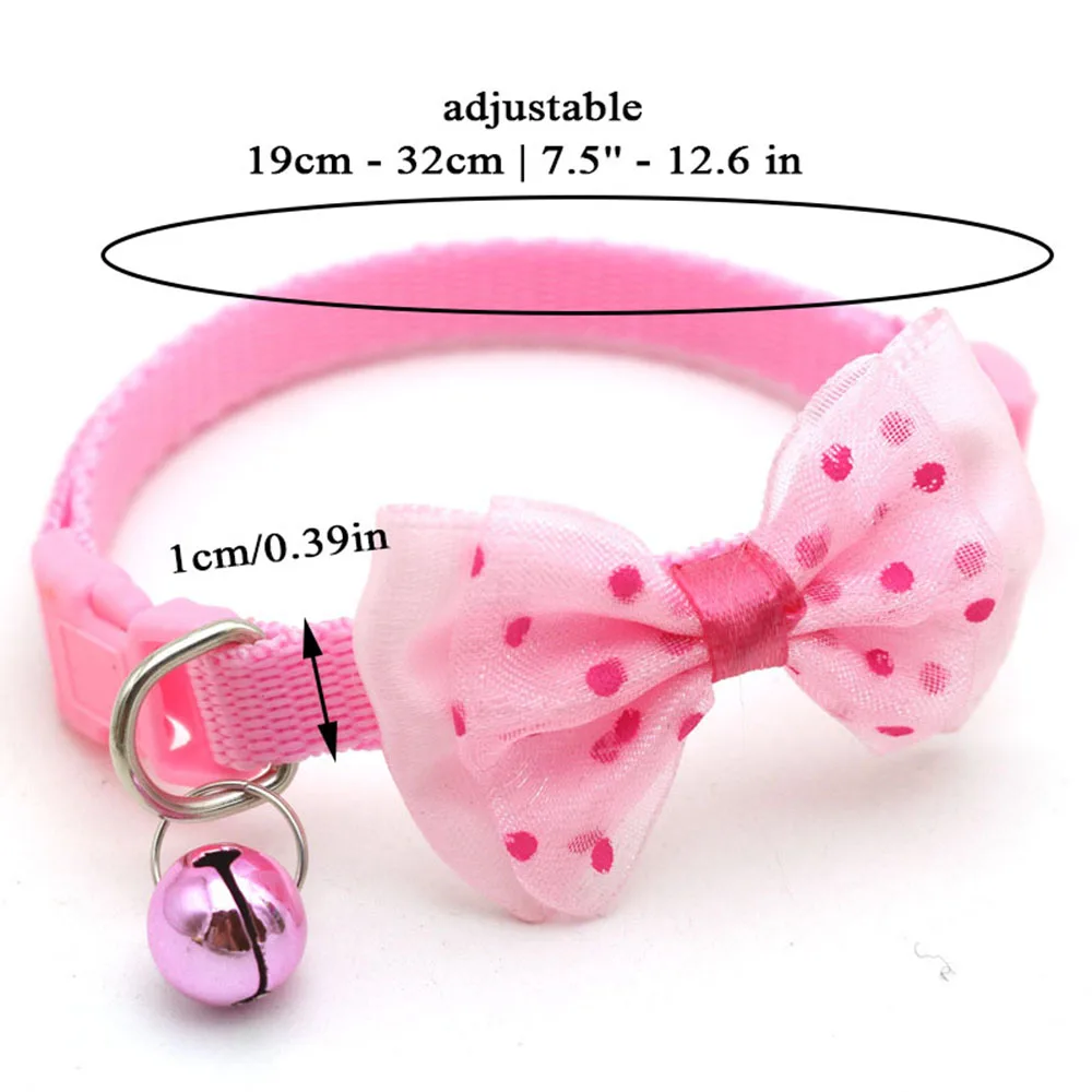 Small Dog Collar With Bell Adjustable Bow Cat Collar Puppy Bow Tie Pendant Cat Necklace DIY Pet Dog Accessories Chihuahua Teddy