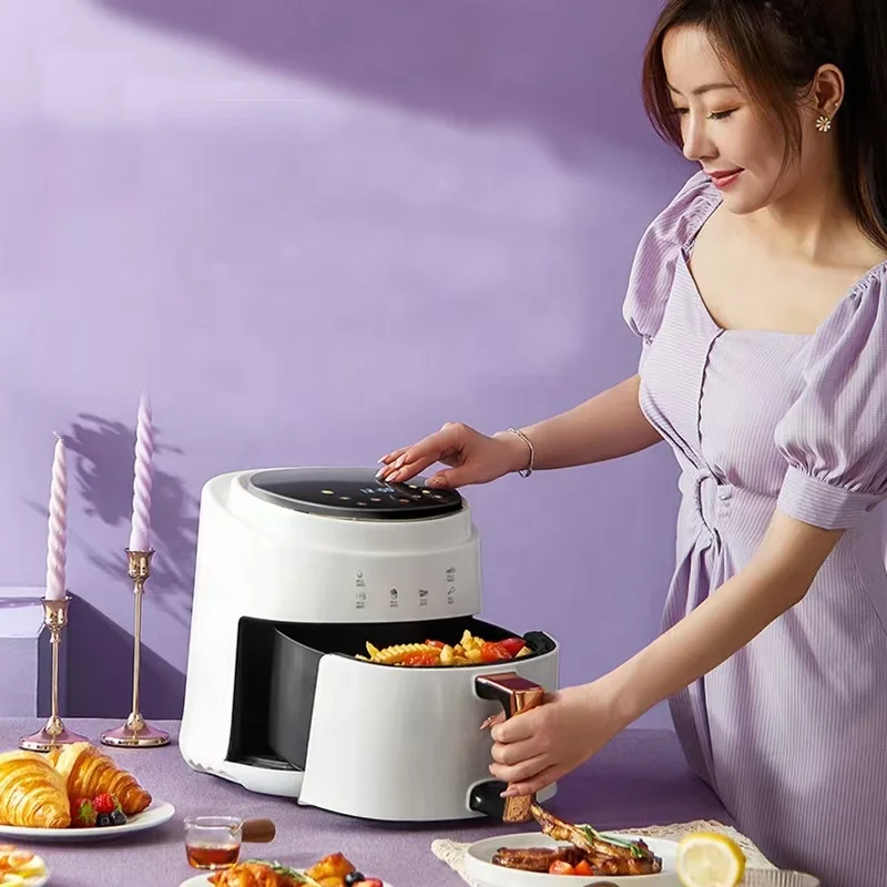 2024년 핫세일 가정용 에어프라이어 8L 대용량 바스켓 포함 무오일 전기 스마트 디스플레이 에어 오븐 (주방용)