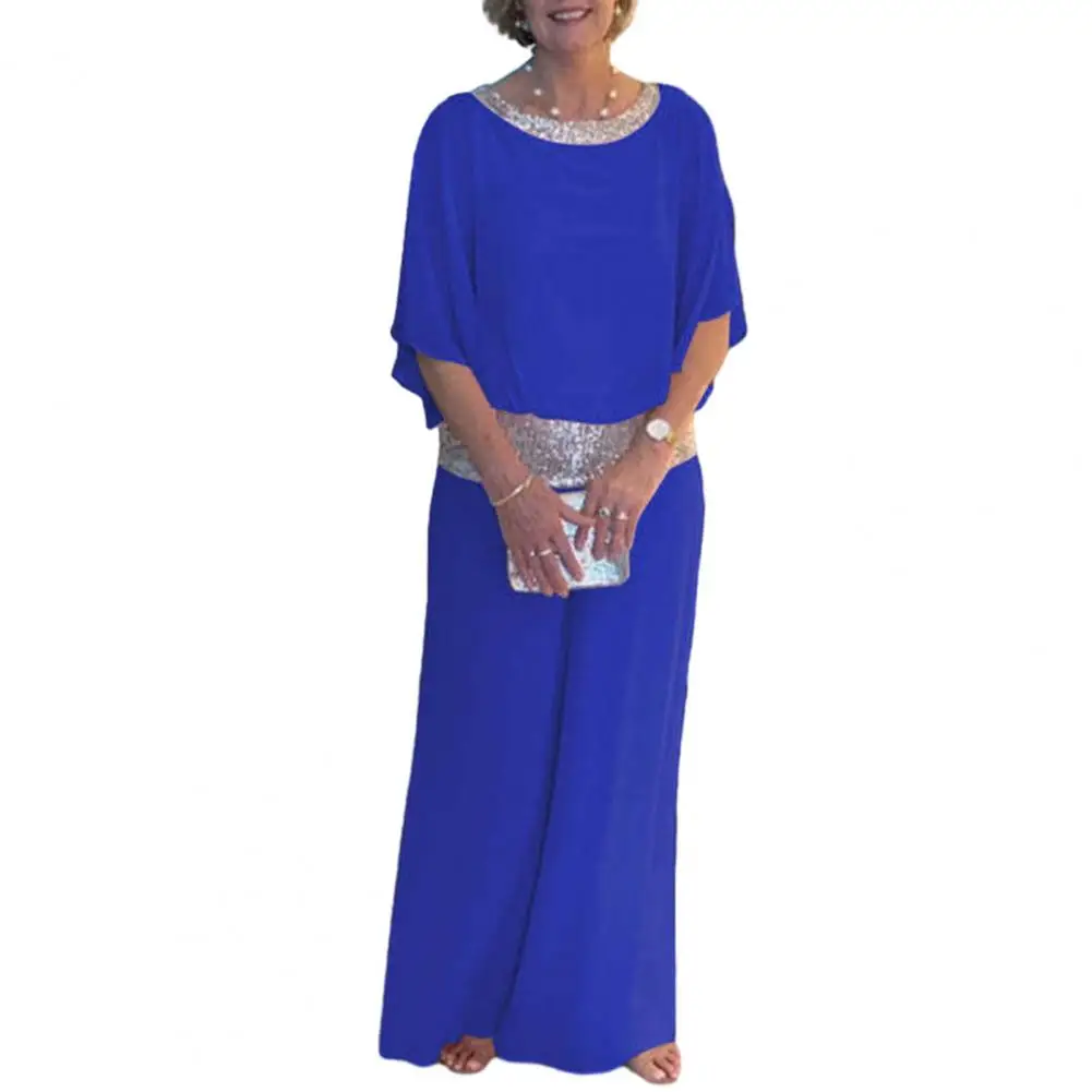 Damskie spodnie z szerokimi nogawkami i wysokim stanem Stylowe cekiny Rękawy nietoperza Damski top Spodnie Garnitur Luźne spodnie z szerokimi nogawkami Zestaw na co dzień