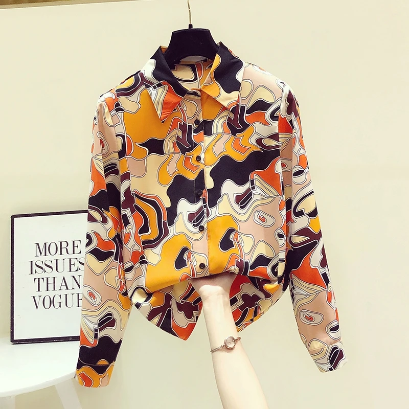 Retro Floral Print Blouse Women High Quality Chiffon Long Sleeve All Match Chic Design Spring Summer Top Shirt Femme