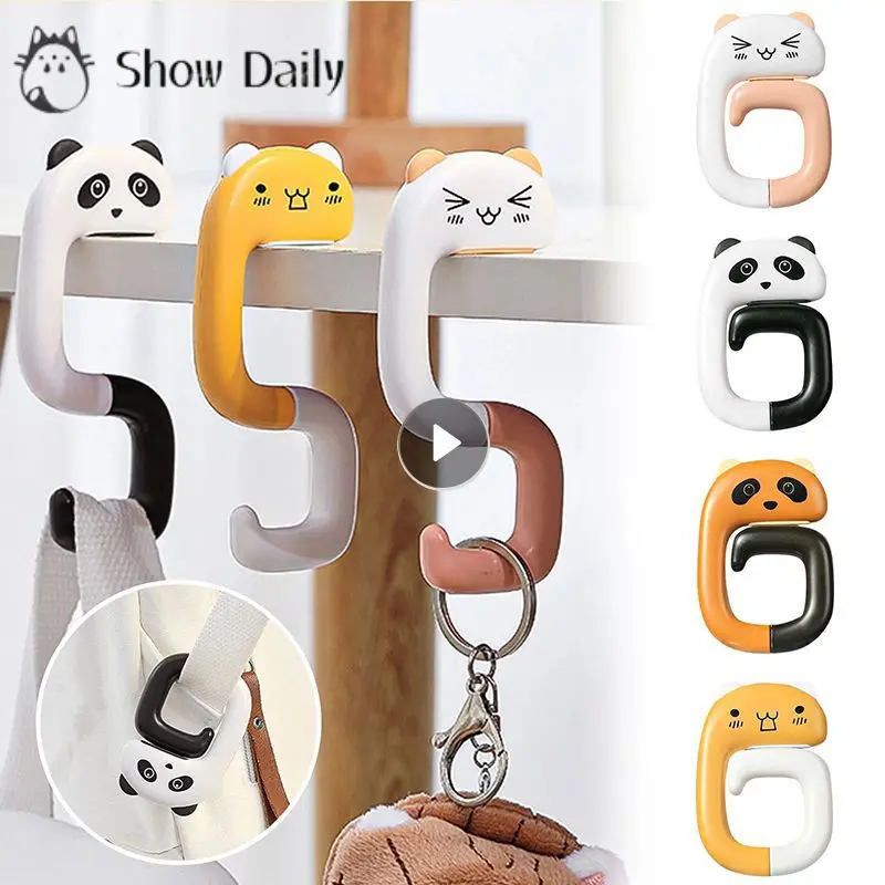 Cute Portable Bag Hook Animal Plastic Table Hook Purse Handbag Travel Bag Organizer Holder Office Decor Plastic Desk Side Hooks