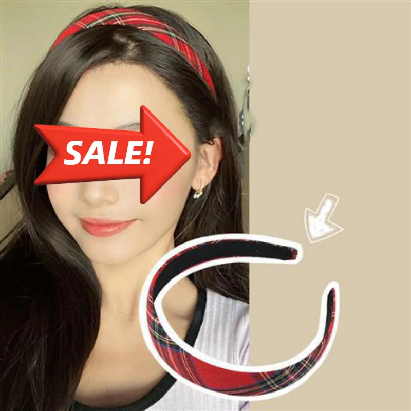 3pc European and American Retro JK College Style Plaid Headband Women Girls Hair Bands Elegant Hairband Hair Accessories