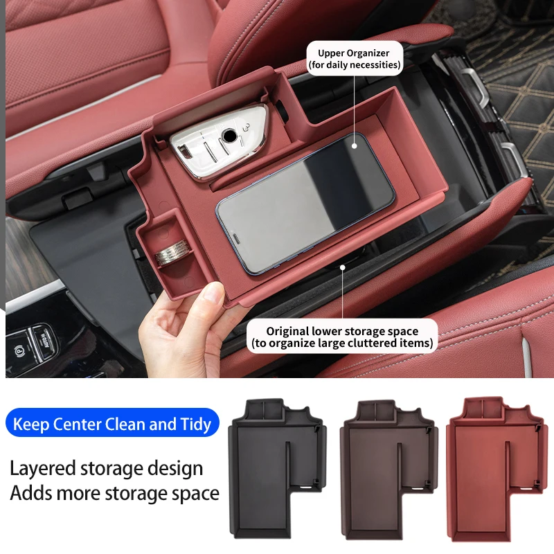 Car Center Console Armrest Storage Box Organizer LHD For BMW X1 X3 X5 X7 G30 G20 G01 G05 F30 F10 G11 F25 F15 F48 G07 Accessories