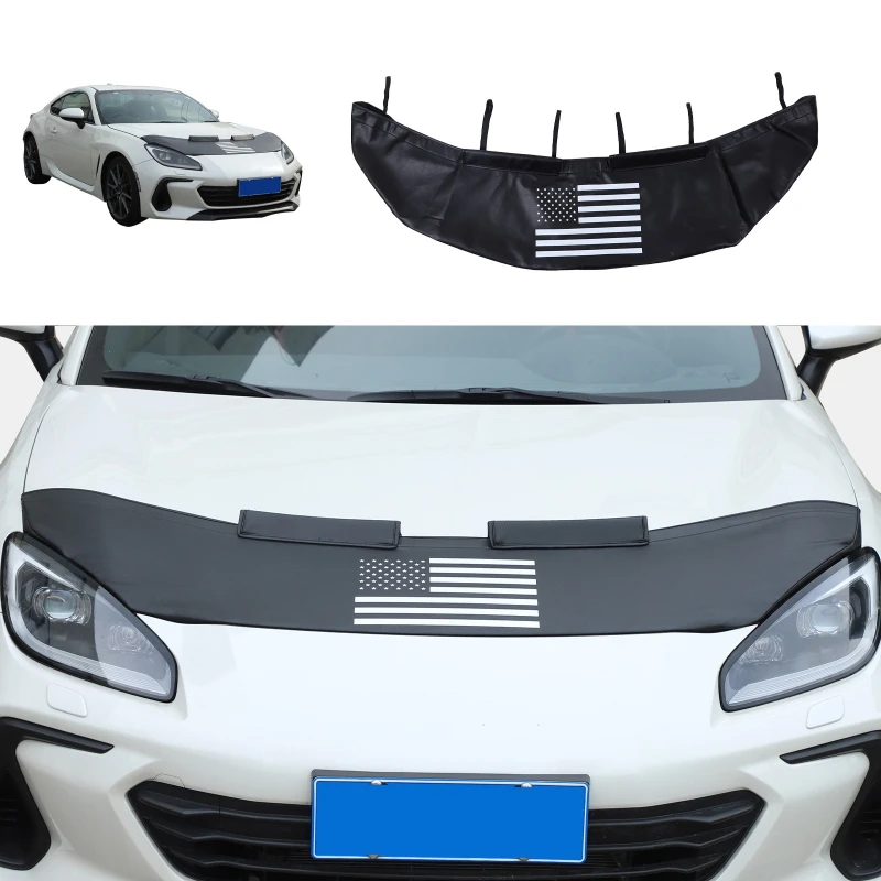 

For Toyota 86 Subaru BRZ 2022-2024 Leather Black Car Hood Cover Sand Block Stone Deflector Hood Protection Set Car Accessories
