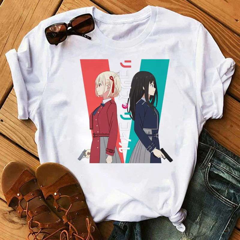 lycoris recoil t shirt male vintage streetwear white t shirt graphic manga t shirt clothes aesthetic