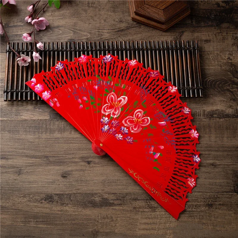 High Quality Wooden Folding Fan Ladies Hand Fan Wedding Hand-Painted Home Decorations Dance Performance