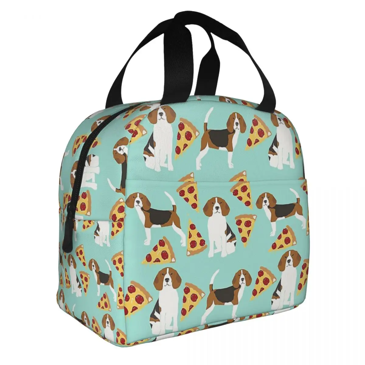 Lunch Bags for Women Kids Beagles Love Pizza Dog Thermal Cooler Waterproof Picnic Food Funny Polyester Lunch Box Bento Pouch