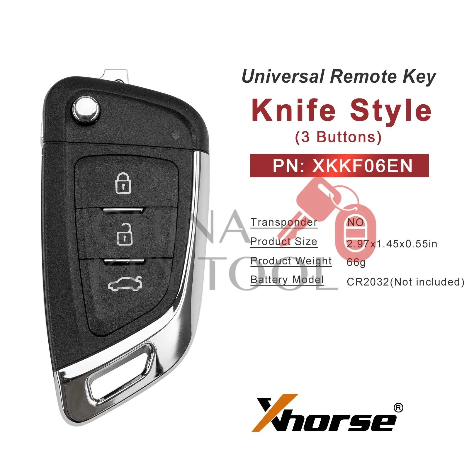 Original XHORSE XKKF06EN 2nd Gen Wire Remote Key Knife Flip 3 Buttons Wireless Programming XM5118 Chip VVDI Tool